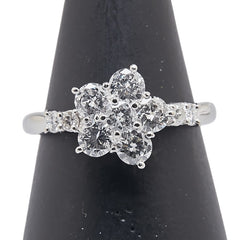Pt900 プラチナ ダイヤ1.00ct フラワー 花 モチーフ リング 指輪 レディース 10.5号 【中古】