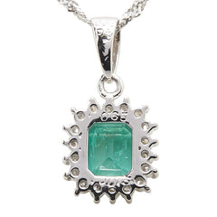 Pt900 プラチナ Pt850 プラチナ エメラルド0.65ct ダイヤ0.15ct ペンダントネックレス レディース 【中古】
