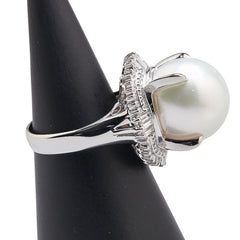 Pt900 プラチナ 白蝶真珠14.7mm ダイヤ0.81ct リング 指輪 レディース 13号 【中古】