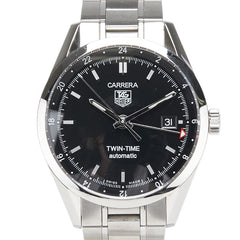 タグホイヤー カレラ ツインタイム 腕時計 WV2115.BA0787 自動巻き ブラック文字盤 ステンレススチール メンズ TAG HEUER 【中古】