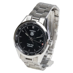 タグホイヤー カレラ ツインタイム 腕時計 WV2115.BA0787 自動巻き ブラック文字盤 ステンレススチール メンズ TAG HEUER 【中古】