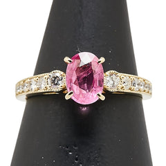 K18YG イエローゴールド ピンクサファイア1.124ct ダイヤ0.26ct リング 指輪 レディース 11号 【中古】