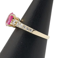 K18YG イエローゴールド ピンクサファイア1.124ct ダイヤ0.26ct リング 指輪 レディース 11号 【中古】