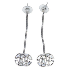 シャネル ココマーク ストーン スイング ピアス シルバー メタル レディース CHANEL 【中古】