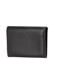 プラダ 三角ロゴプレート 二つ折り財布 ブラック レザー メンズ PRADA 【中古】