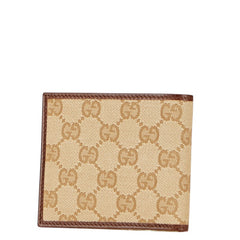 グッチ GGキャンバス 二つ折り財布 260987 ベージュ ブラウン キャンバス レザー レディース GUCCI 【中古】