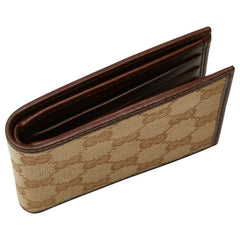 グッチ GGキャンバス 二つ折り財布 260987 ベージュ ブラウン キャンバス レザー レディース GUCCI 【中古】
