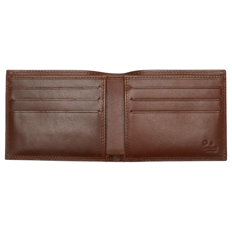 グッチ GGキャンバス 二つ折り財布 260987 ベージュ ブラウン キャンバス レザー レディース GUCCI 【中古】