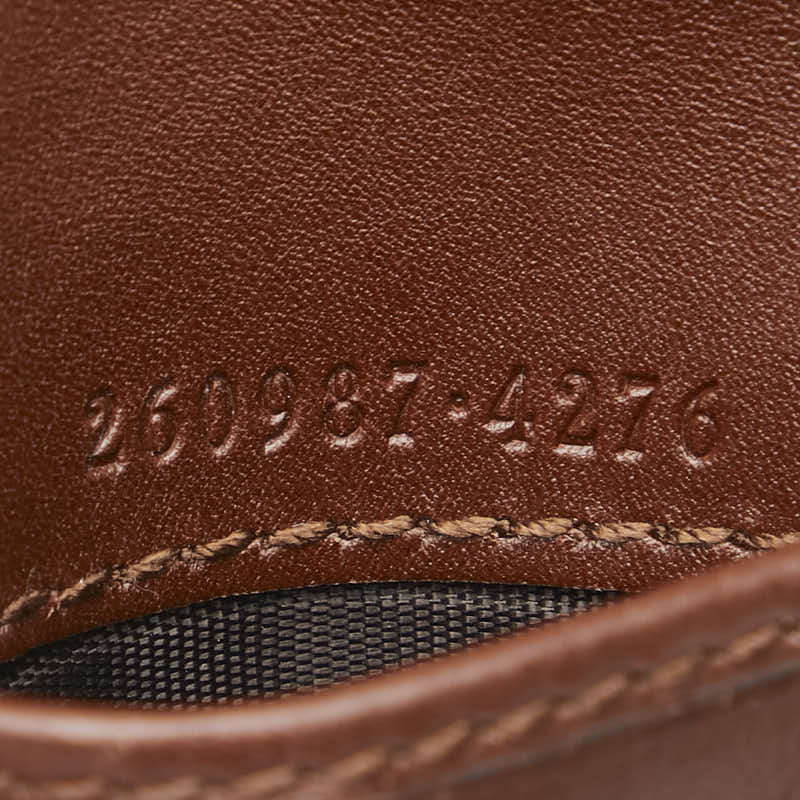 グッチ GGキャンバス 二つ折り財布 260987 ベージュ ブラウン キャンバス レザー レディース GUCCI 【中古】