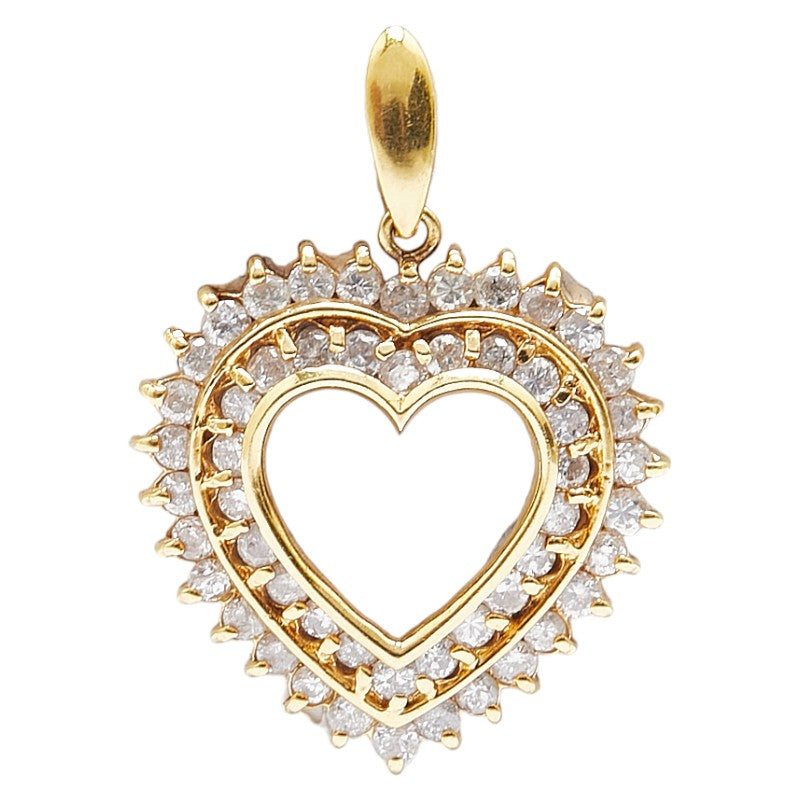 K18YG イエローゴールド ダイヤ1.0ct ハート モチーフ ペンダントトップ レディース 【中古】