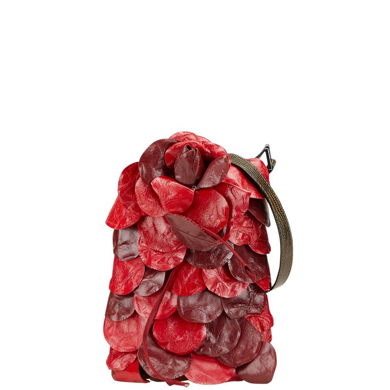 ヴァレンティノ 花 フラワー モチーフ ミニショルダーバッグ レッド レザー レディース VALENTINO 【中古】