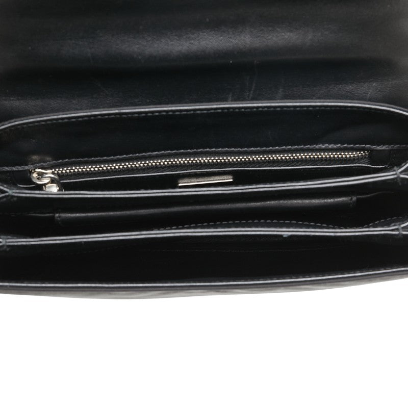プラダ パイソン型押し チェーン ショルダーバッグ ハンドバッグ ブラック グリーン ナイロン レザー レディース PRADA 【中古】