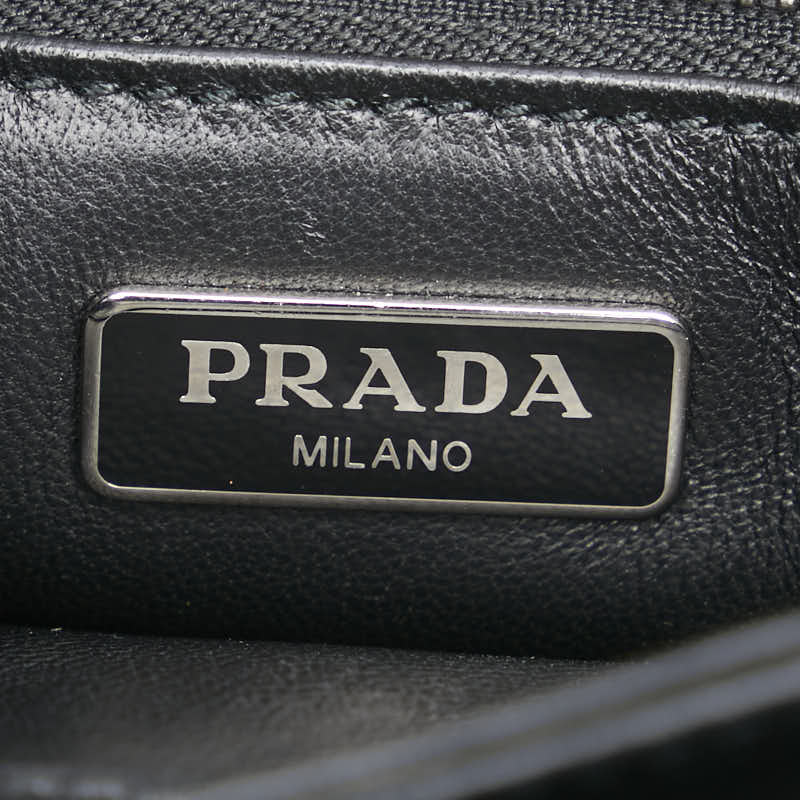 プラダ パイソン型押し チェーン ショルダーバッグ ハンドバッグ ブラック グリーン ナイロン レザー レディース PRADA 【中古】