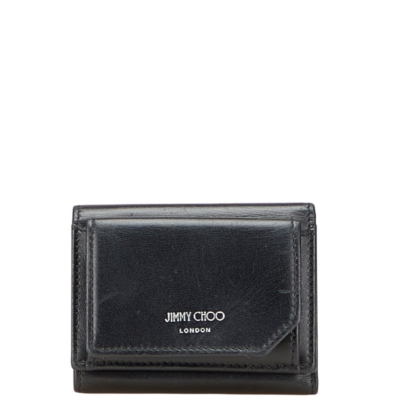 ジミーチュウ HAWLEY ホーリー 三つ折り財布 ブラック レザー レディース JIMMY CHOO 【中古】