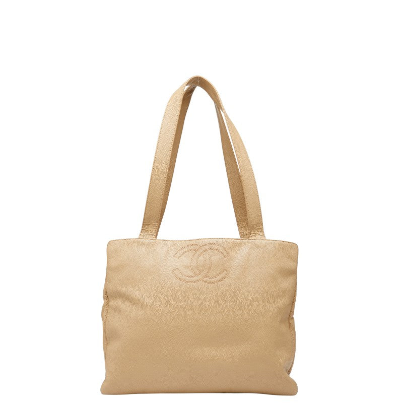 シャネル ココマーク トートバッグ ハンドバッグ ベージュ キャビアスキン レディース CHANEL 【中古】