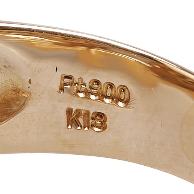 K18YG イエローゴールド Pt900 プラチナ コンビ ダイヤ0.18ct リング 指輪 レディース 17号 【中古】