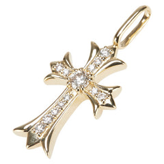 K18YG イエローゴールド ダイヤ0.46ct クロス 十字架 モチーフ ペンダントトップ メンズ 【中古】