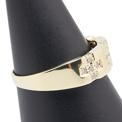 K18YG イエローゴールド ダイヤ0.20ct クロス 十字架 モチーフ リング 指輪 レディース 17号 【中古】