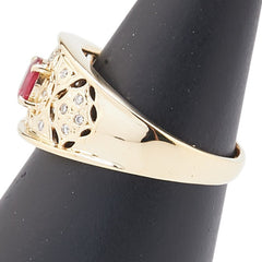 K18YG イエローゴールド ルビー0.52ct ダイヤ0.12ct リング 指輪 レディース 17号 【中古】