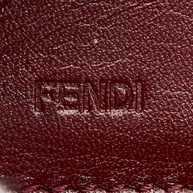 フェンディ ズッカ 長財布 ラウンドファスナー 8M0024 ブラウン ワインレッド キャンバス レザー レディース FENDI 【中古】