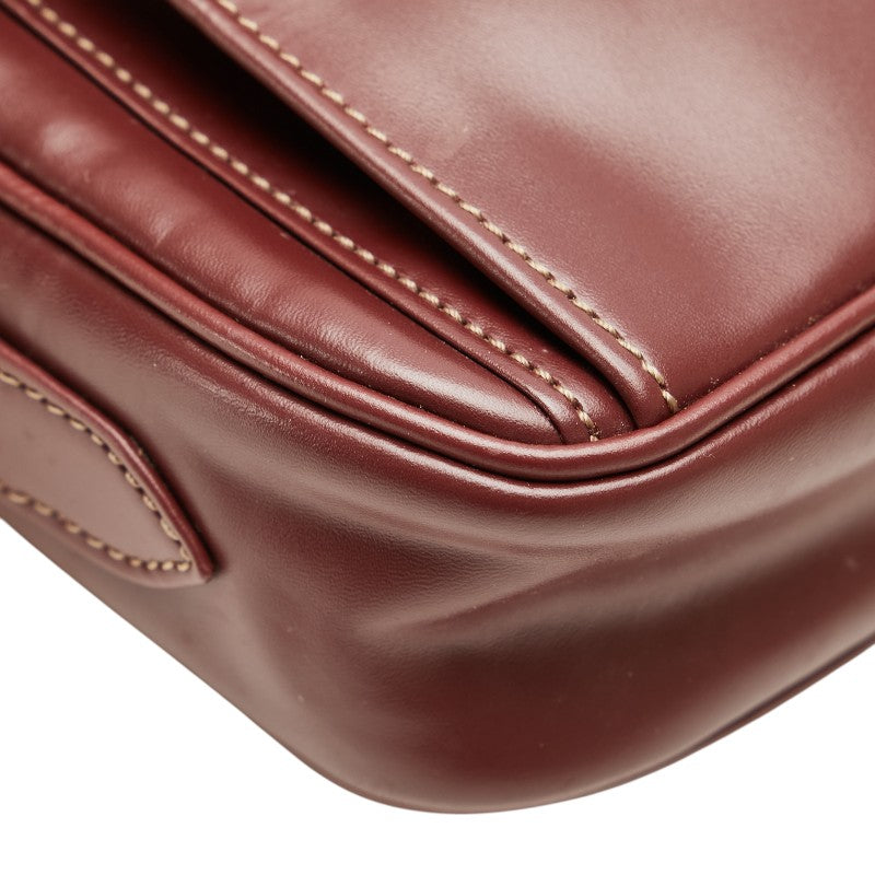 カルティエ マストライン ショルダーバッグ ワインレッド レザー レディース CARTIER 【中古】