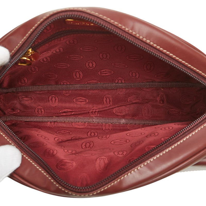 カルティエ マストライン ショルダーバッグ ワインレッド レザー レディース CARTIER 【中古】
