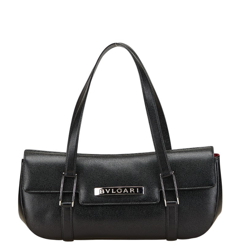 ブルガリ ロゴ トートバッグ ハンドバッグ ブラック レザー レディース BVLGARI 【中古】