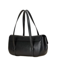 ブルガリ ロゴ トートバッグ ハンドバッグ ブラック レザー レディース BVLGARI 【中古】