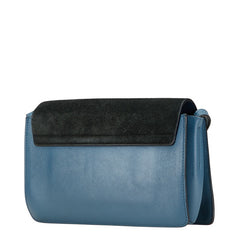 クロエ ロゴ ショルダーバッグ ブルー ブラック レザー スエード レディース Chloe 【中古】