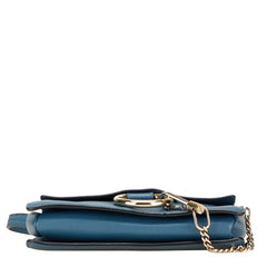 クロエ ロゴ ショルダーバッグ ブルー ブラック レザー スエード レディース Chloe 【中古】