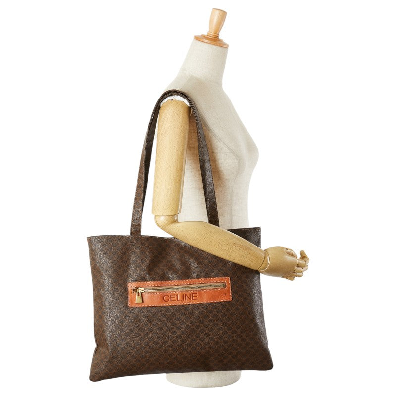 セリーヌ マカダム トートバッグ ショルダーバッグ ブラウン PVC レザー レディース CELINE 【中古】