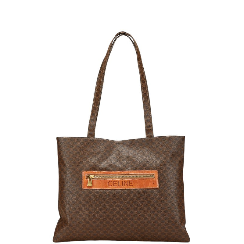 セリーヌ マカダム トートバッグ ショルダーバッグ ブラウン PVC レザー レディース CELINE 【中古】