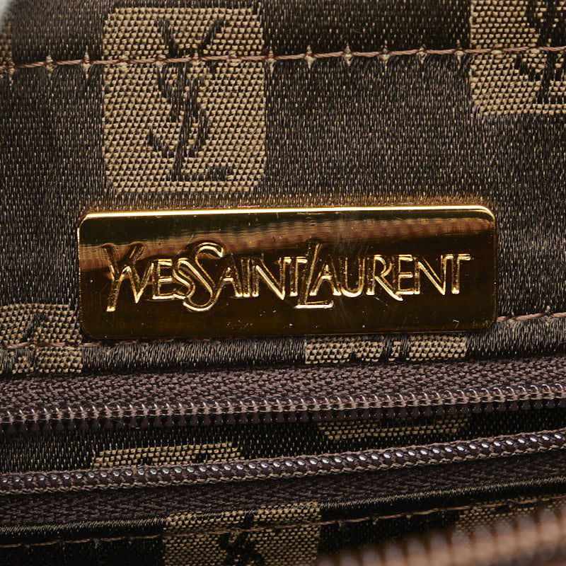 サンローラン クロコ型押し パッチワーク ハンドバッグ ブラウン レザー レディース SAINT LAURENT 【中古】