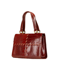 サンローラン クロコ型押し パッチワーク ハンドバッグ ブラウン レザー レディース SAINT LAURENT 【中古】