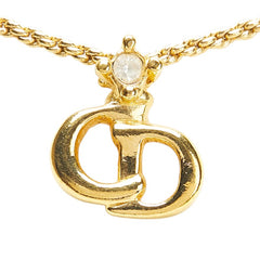 ディオール CDロゴ ストーン ネックレス ゴールド メッキ レディース Dior 【中古】