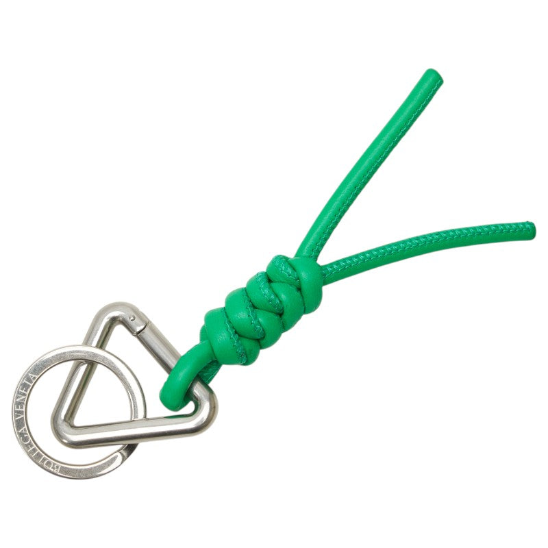 ボッテガヴェネタ トライアングル キーホルダー キーリング グリーン シルバー メタル レザー レディース BOTTEGAVENETA 【中古】