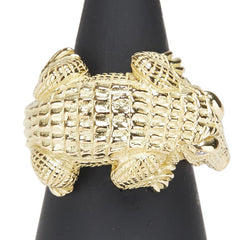 K18YG イエローゴールド ダイヤ0.08ct ワニ アリゲーター モチーフ リング 指輪 レディース 15.5号 【中古】