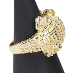 K18YG イエローゴールド ダイヤ0.08ct ワニ アリゲーター モチーフ リング 指輪 レディース 15.5号 【中古】