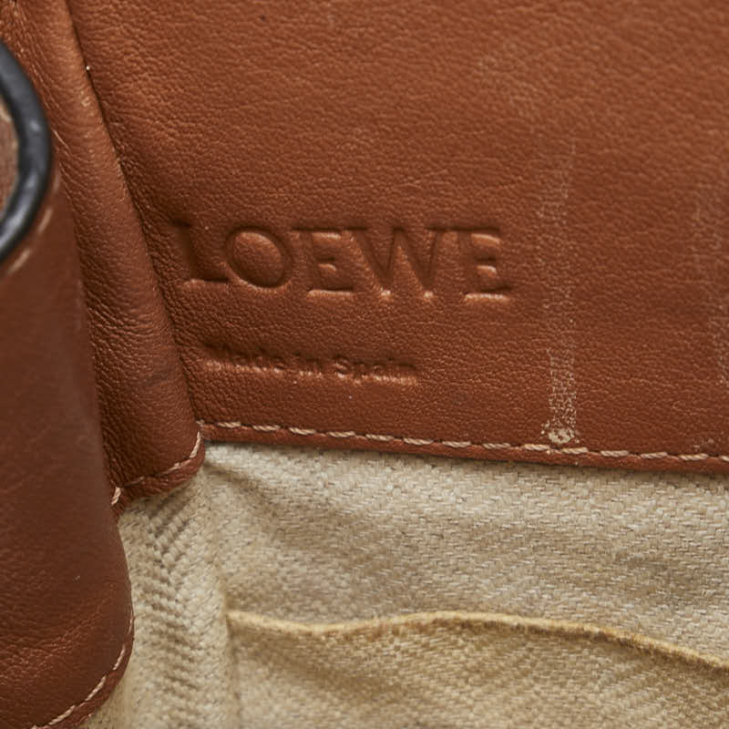 ロエベ ハンモック ドローストリングバッグ ミニ ハンドバッグ ショルダーバッグ 2WAY ブラウン レザー レディース LOEWE 【中古】