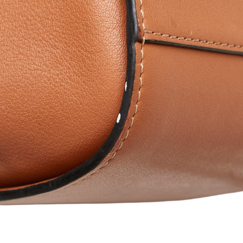 ロエベ ハンモック ドローストリングバッグ ミニ ハンドバッグ ショルダーバッグ 2WAY ブラウン レザー レディース LOEWE 【中古】