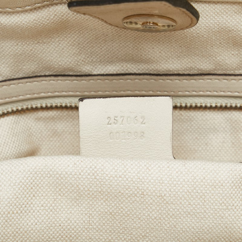 グッチ グッチシマ トートバッグ ハンドバッグ 257062 ホワイト アイボリー レザー レディース GUCCI 【中古】