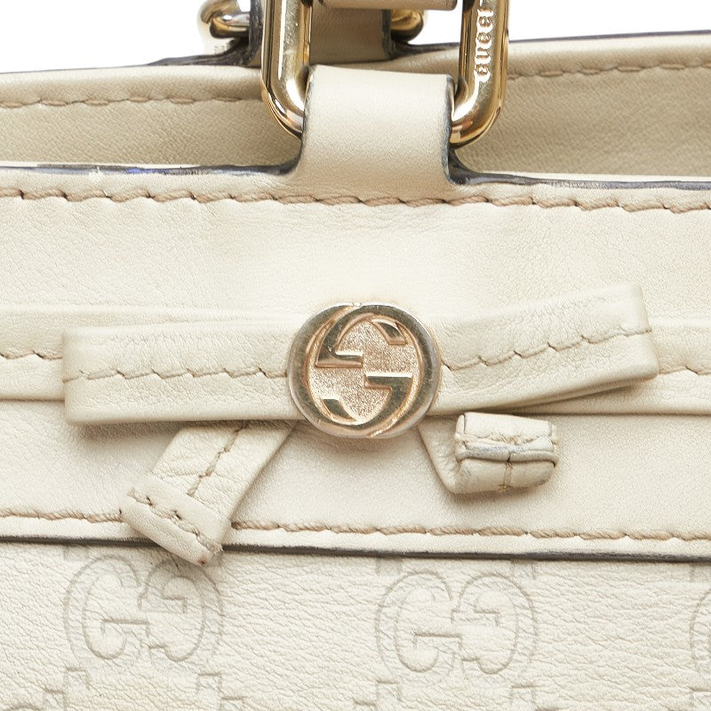 グッチ グッチシマ トートバッグ ハンドバッグ 257062 ホワイト アイボリー レザー レディース GUCCI 【中古】