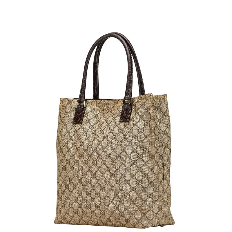 グッチ GGスプリーム トートバッグ 131220 ベージュ ブラウン PVC レザー レディース GUCCI 【中古】