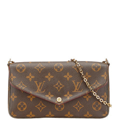 ルイ ヴィトン モノグラム ポシェットフェリシー チェーン ショルダーバッグ M81896 ブラウン フューシャ PVC メッキ レディース LOUIS VUITTON 【中古】