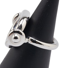 エルメス オデッセイ リング 指輪 #50 シルバー ブルー メタル リザード レディース HERMES 【中古】