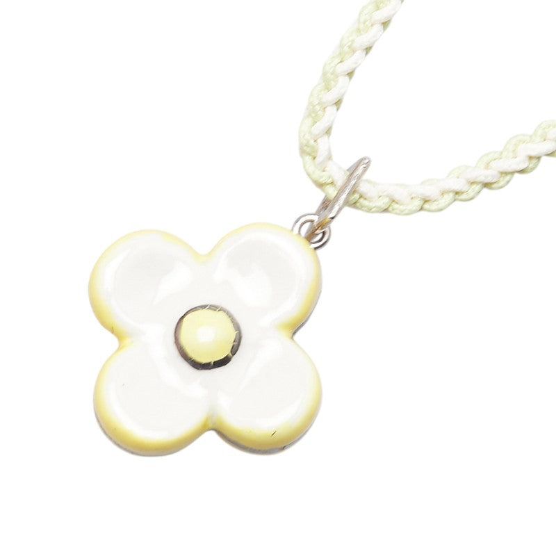 ルイ ヴィトン コリエ フルール フラワー 花 モチーフ ペンダントネックレス チョーカー ホワイト イエロー 陶器 コットン レディース LOUIS VUITTON 【中古】