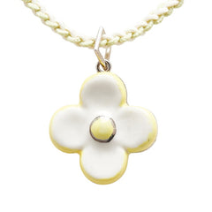 ルイ ヴィトン コリエ フルール フラワー 花 モチーフ ペンダントネックレス チョーカー ホワイト イエロー 陶器 コットン レディース LOUIS VUITTON 【中古】