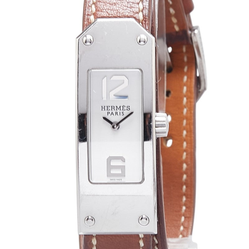 エルメス ケリー2 ドゥブルトゥール 腕時計 KT1.210 クオーツ ホワイト文字盤 ステンレススチール レザー レディース HERMES 【中古】
