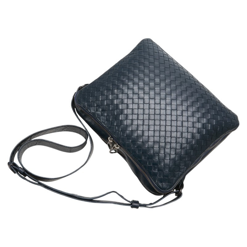 ボッテガヴェネタ イントレチャート 斜め掛け ショルダーバッグ ネイビー レザー レディース BOTTEGAVENETA 【中古】