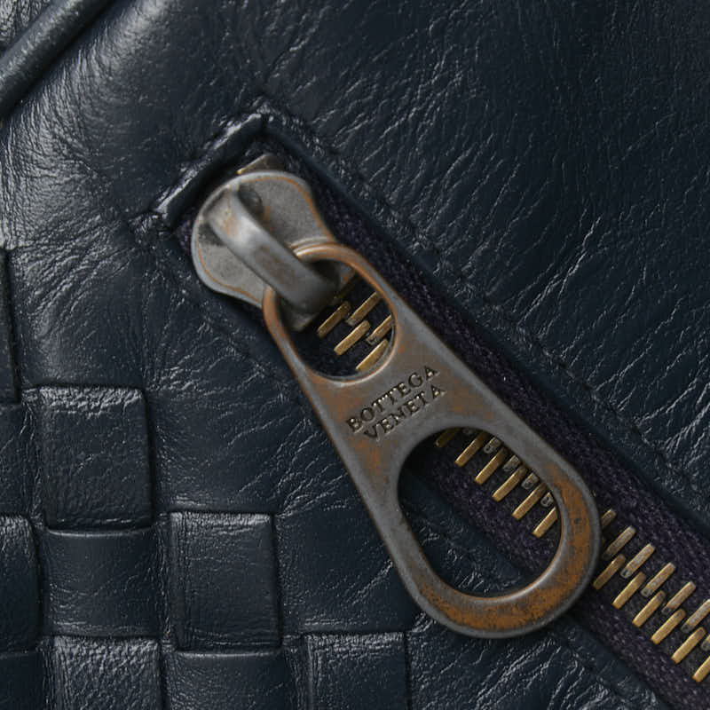 ボッテガヴェネタ イントレチャート 斜め掛け ショルダーバッグ ネイビー レザー レディース BOTTEGAVENETA 【中古】